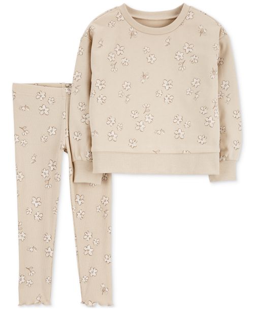 Baby Girls 2-Pc. Pullover Sweatshirt & Legging Set - Tan