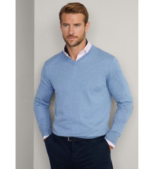 Hackett London for man. HM703315 Jumper in a cotton and cashmere blue blend (M), Casual