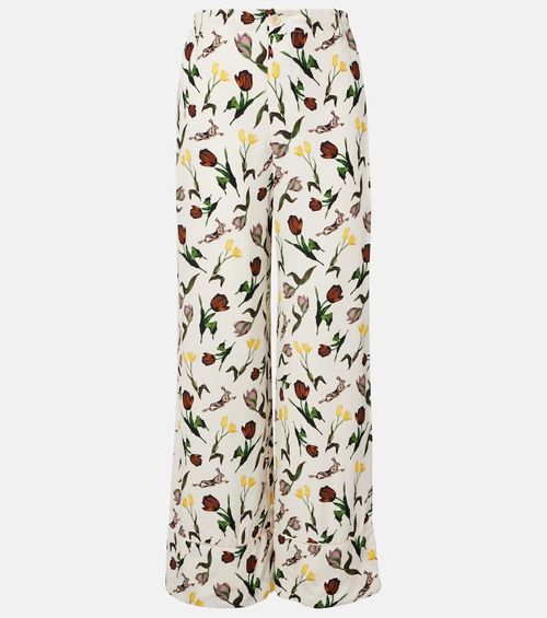 Printed silk palazzo pants