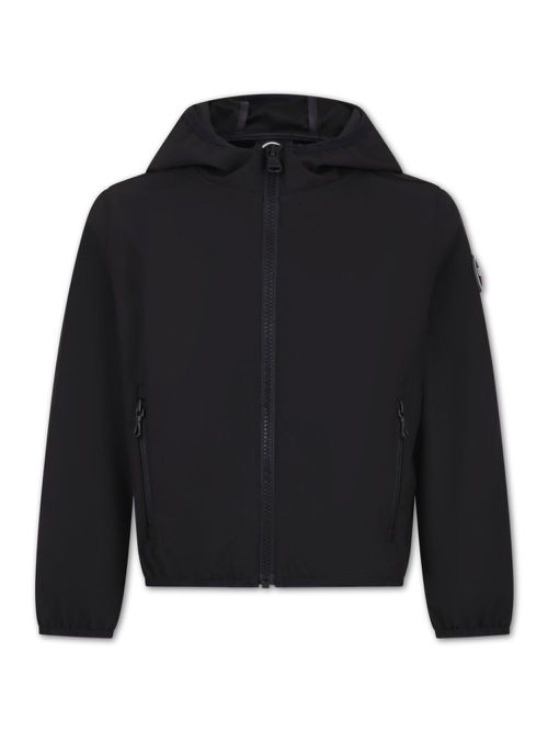 Logo-appliqué hooded jacket - Black