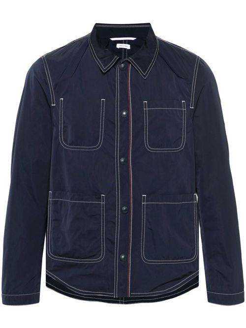 Contrast-stitching shirt jacket - Blue
