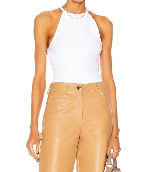 Braided Strap Halter Top In White