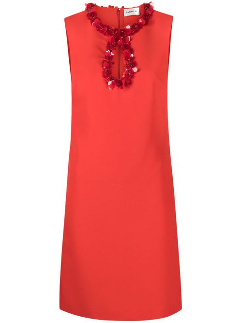 Puppy bead-embellished column dress - Red