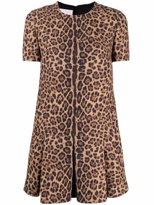 Valentino Garavani leopard print minidress - Brown