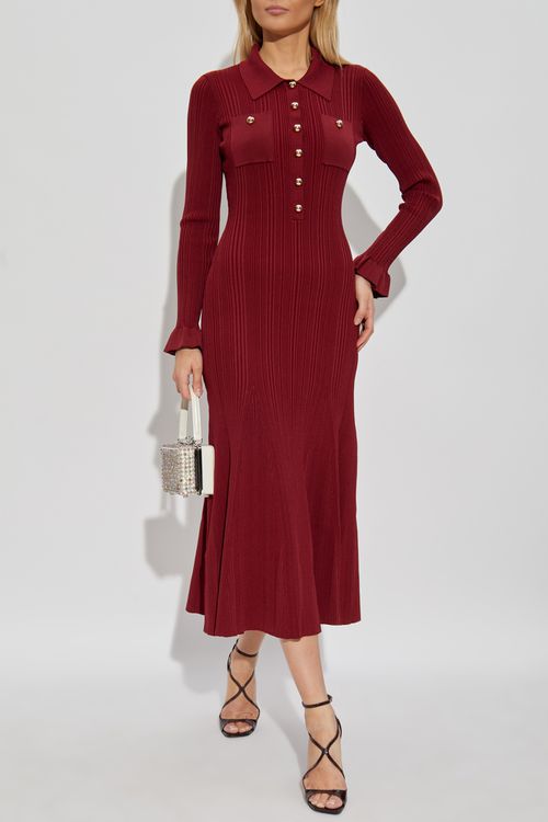 Ribbed Dress With Pockets, Women's, Burgundy