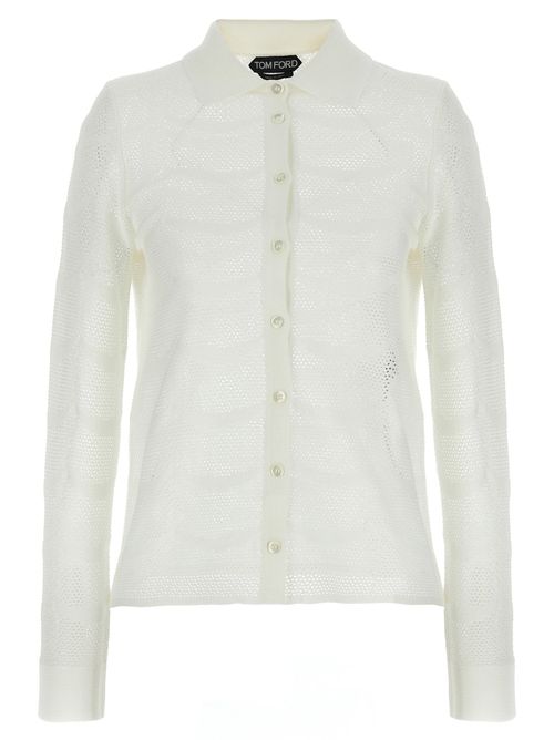 Openwork Crochet Cardigan — Cream
