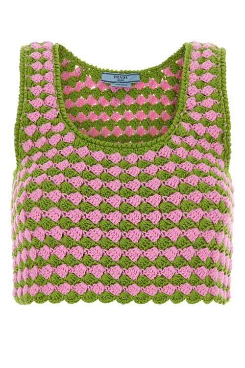 Two-Tone Crochet Tank Top — Green