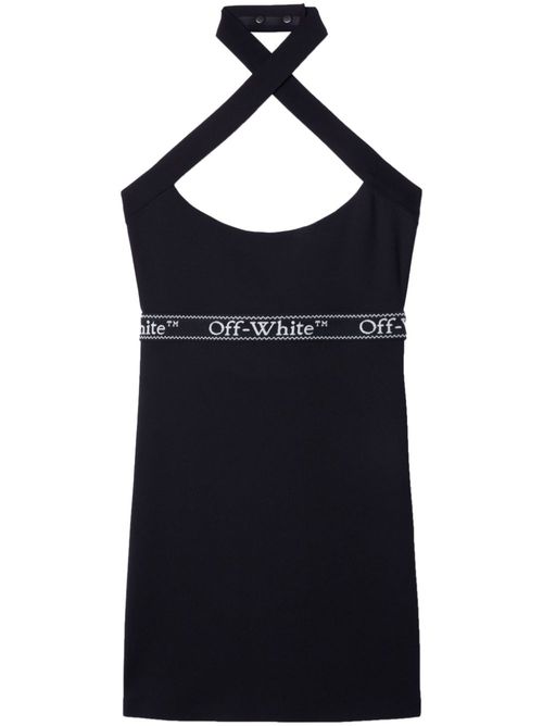 Logo-waistband criss-cross straps minidress - Black