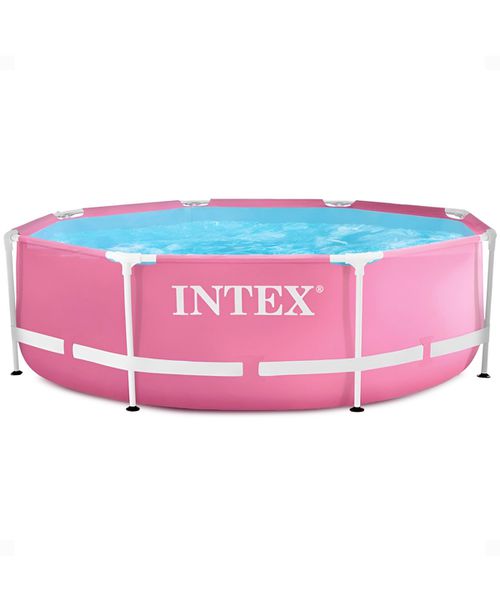 28290EH 8ft x 30in Round Metal Frame Above Ground Swimming Pool, Pink
