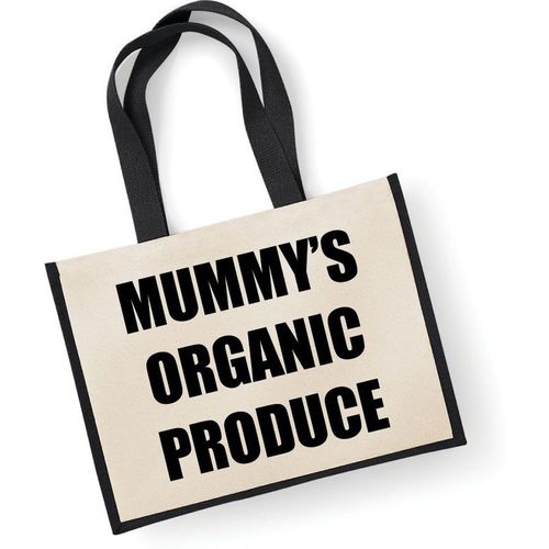 Large Jute Bag Mummy's Organic Produce Black Bag