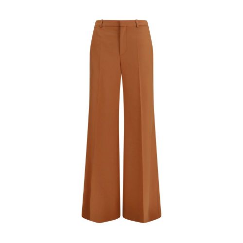 High-Waisted Flared Cotton Trousers — Orange