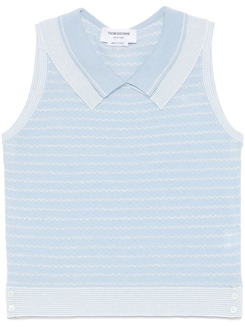 Striped double-collar vest - Blue