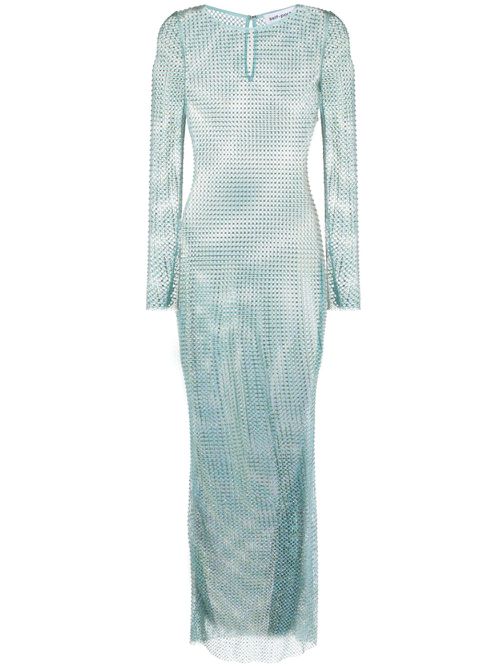 Rhinestone-embellished fishnet dress - Green