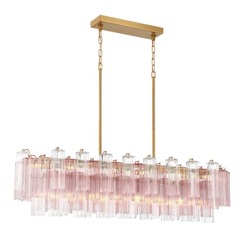 Aged Brass Linear Chandelier from the Addis Collection