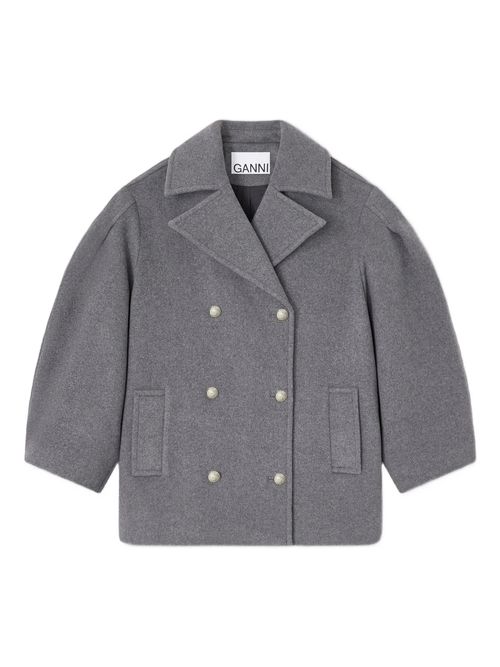 Button-Front Notched Coat in Size 34
