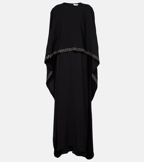 Embellished caped maxi dress