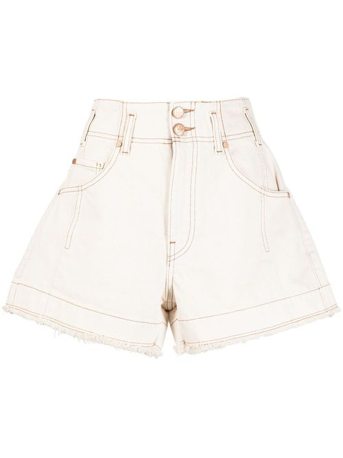 Wide-leg high-waisted shorts - White