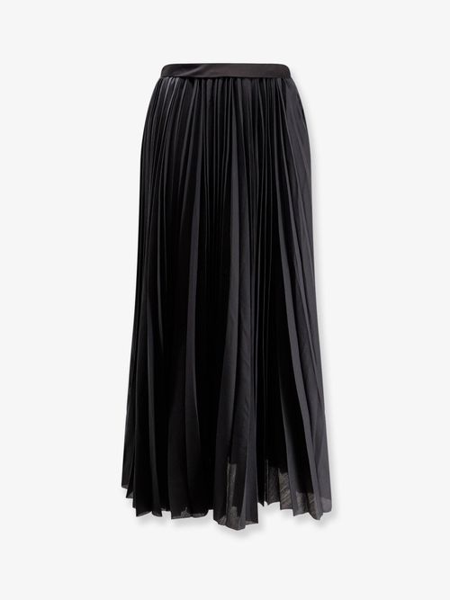 Pleated Satin Band Skirt — Black