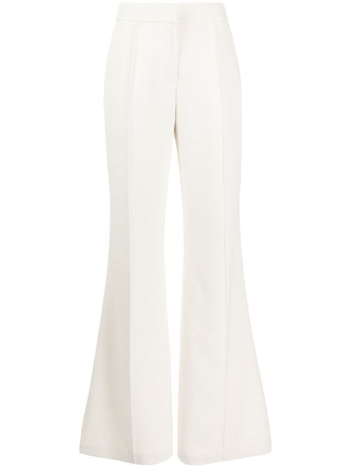 Pressed-crease cady flared trousers - White