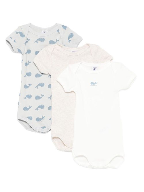 Whale-print bodysuits (pack of three) - White