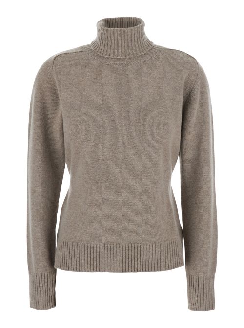 Wool Turtleneck Sweater — Beige
