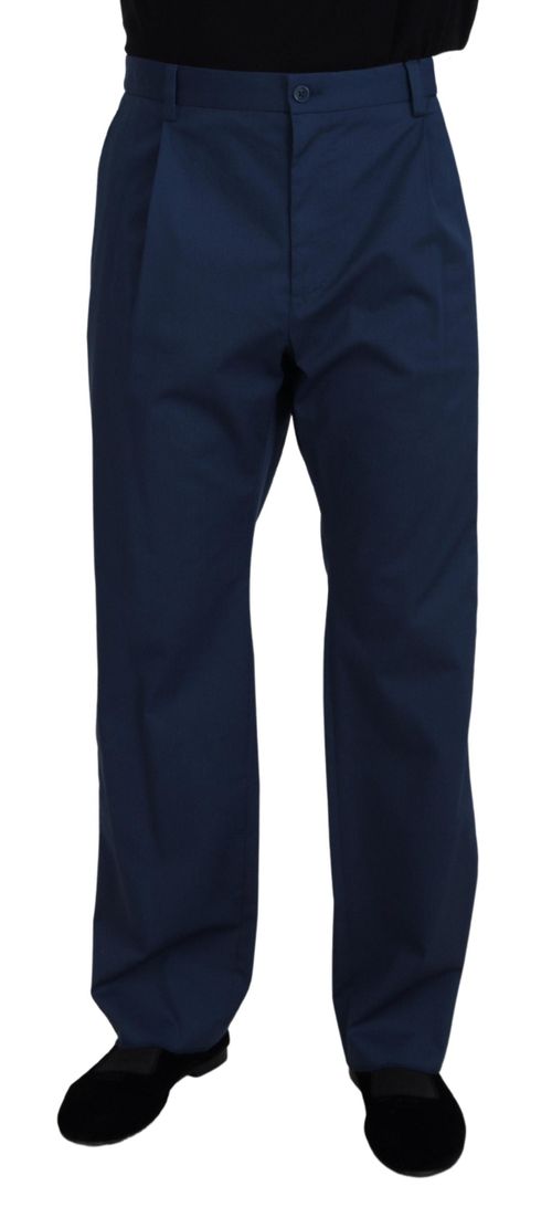 Cotton Straight Fit Trousers — Blue