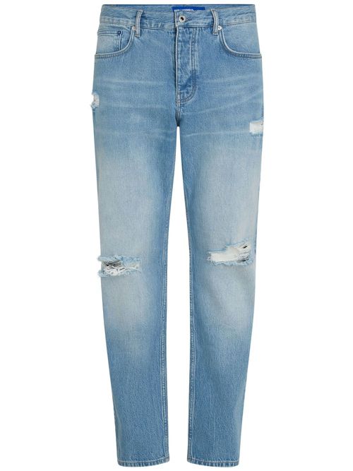 Distressed tapered-leg jeans - Blue
