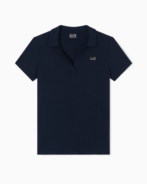 Stretch viscose jersey polo-neckline T-shirt