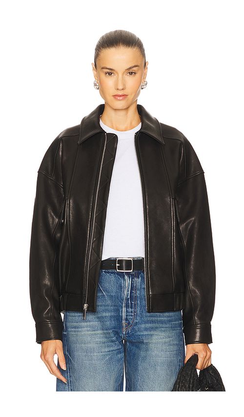 GRLFRND Wren Leather Bomber in Black. - XL also in S, XXS