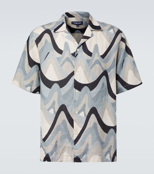 Roberto printed linen bowling shirt