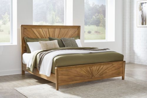 Takston King Panel Bed, Light Brown