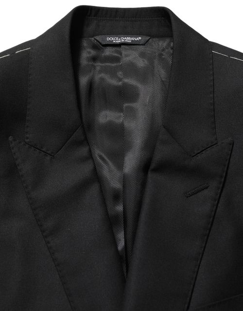Virgin Wool & Silk Blazer — Black