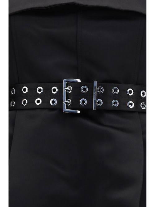 Satin Full Skirt Dress — Black