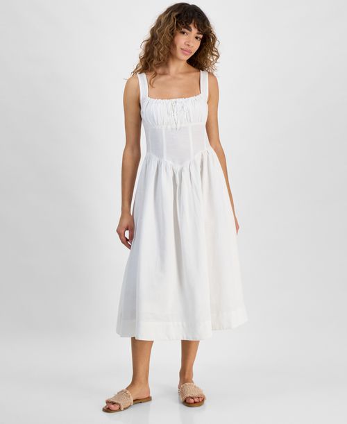 Women's Sleeveless Corset Midi Dress, Exclusively at Macy's - White