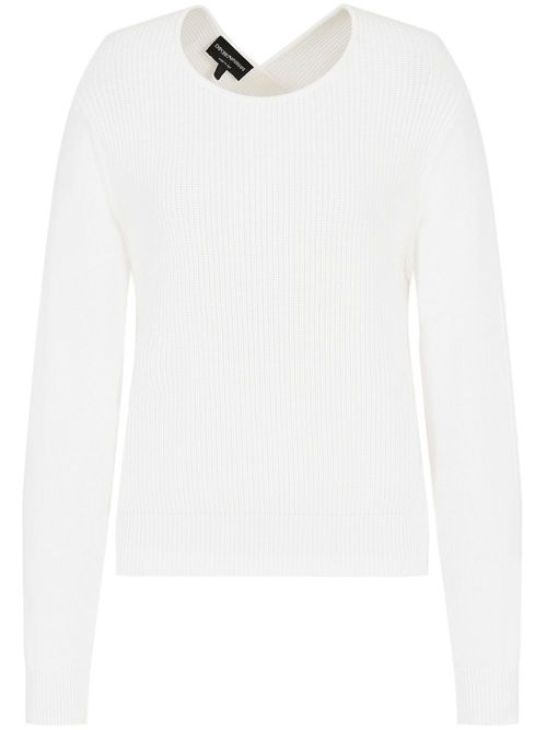 Cut-out ribbed-knit jumper - White