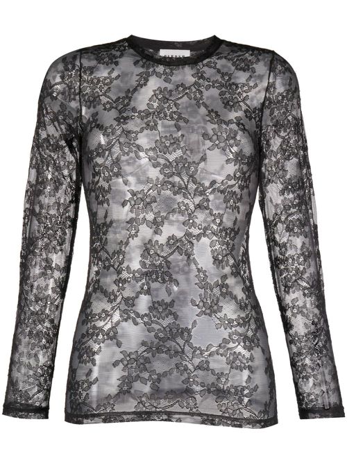 Floral lace top - Black