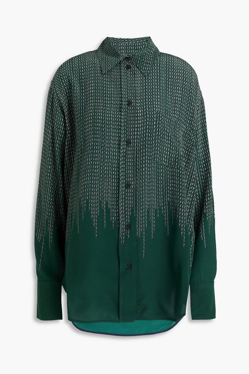 Printed silk crepe de chine shirt - Green - UK 4