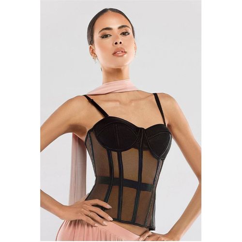 Goddiva Sheer Panel Mesh Corset