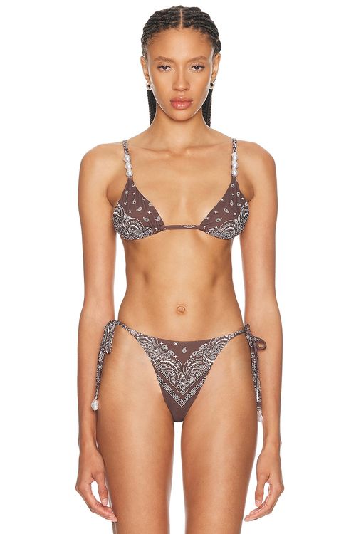 La Porte Midnight Rodeo Kendall Bikini Top in Brown