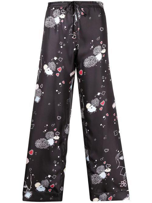 Drawstring loose-fit trousers - Black