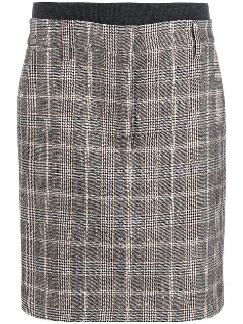 Check-print pencil skirt - Grey