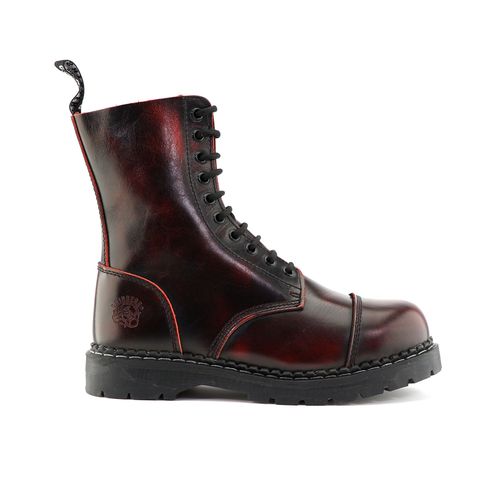 Unisex Wine Leather Steel Toe Cap Lace Up Boots - Stag ACS