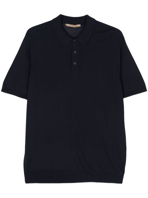Fine-knit polo shirt - Blue