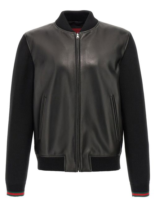 Bimaterial Bomber Jacket