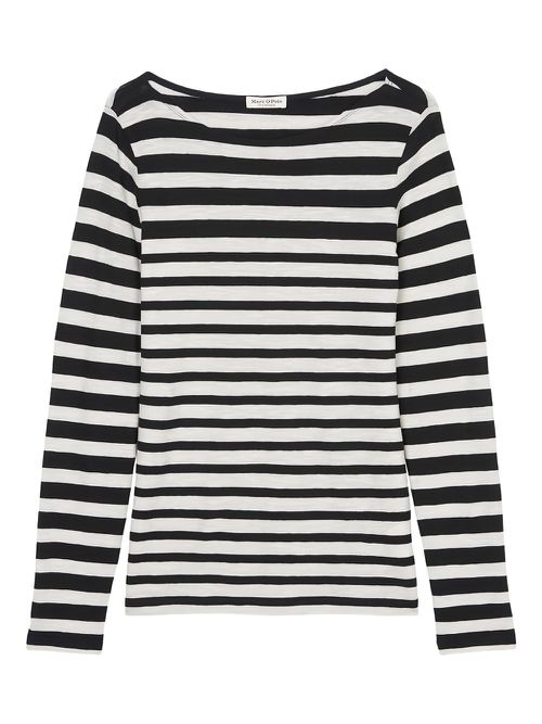 Striped long-sleeve top - White