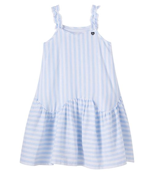 Striped linen-blend dress