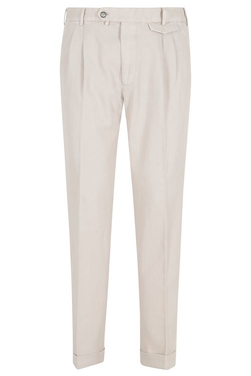 Pantalone Gabardina Doppio Ritorto In Ice Cotton Nude & Neutrals Cotone Lino Pantaloni - Men