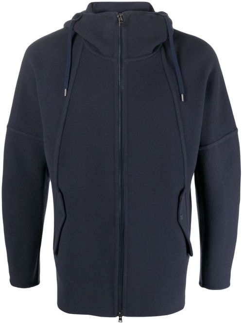 Logo-plaque zip-up hoodie - Blue