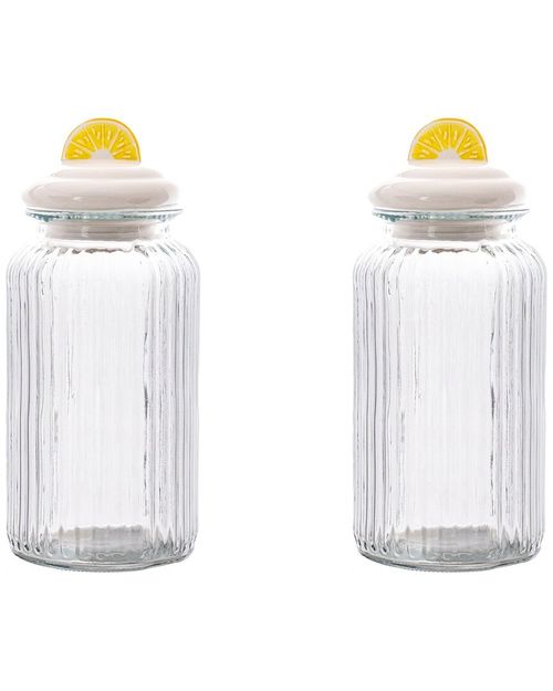 11 Strawberry Street Set Of 2 Figural Knob Glass Canisters