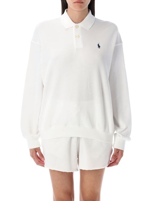 White Knit Collar Sweatshirt